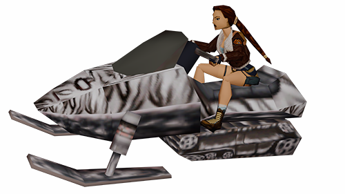 Lara Croft sur la motoneige de Golden Mask